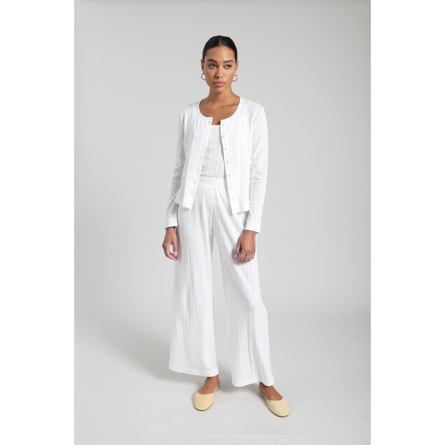 Women's Pointelle Boxer Pant, White - Loungewear - 3