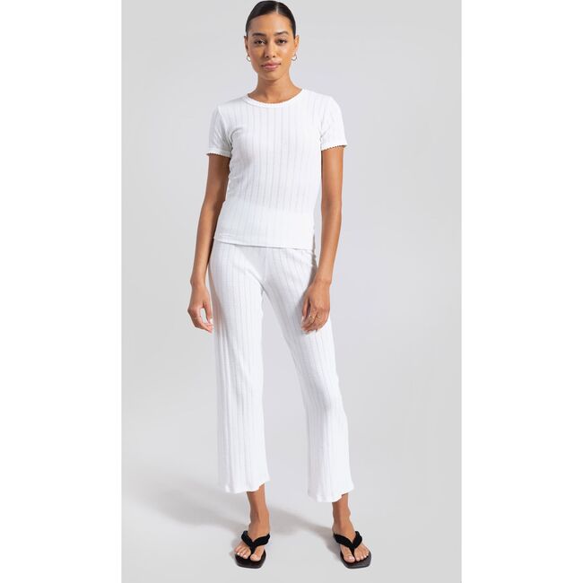 Women's Pointelle Burnout Pant, White - Loungewear - 3