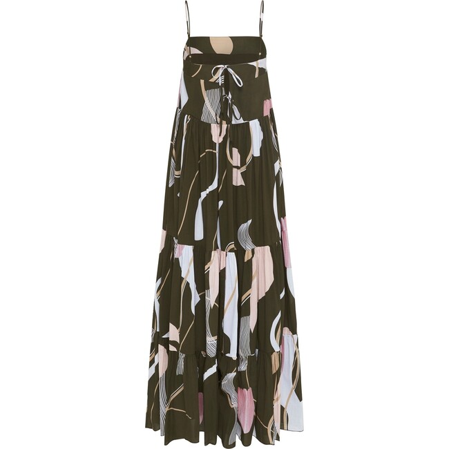 Women's Violet Tiered Dress, Olive Arcadian Oasis Print - Dresses - 4
