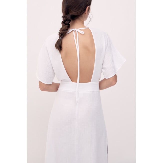 Women's Ines Open Back Maxi, White - Dresses - 3