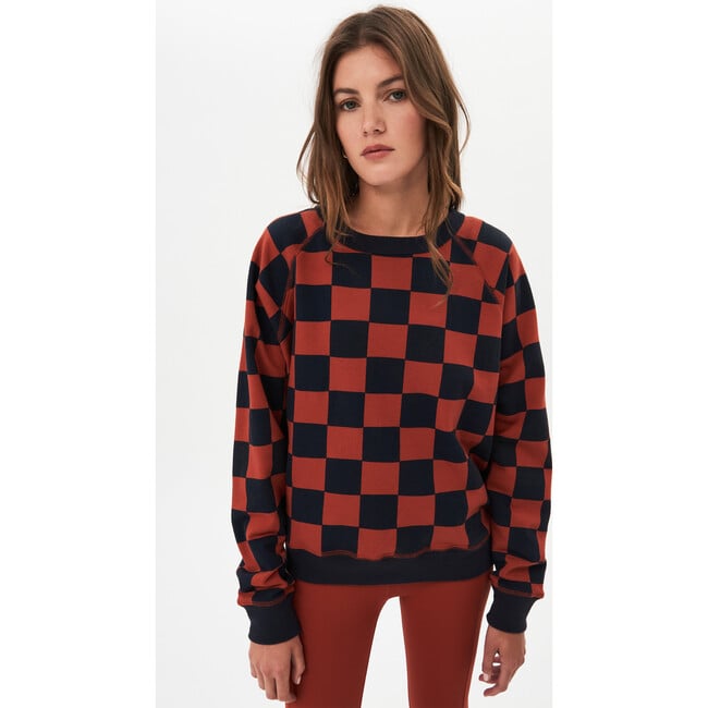 Women's Flore French Terry Sweatshirt, Indigo/Rum Check