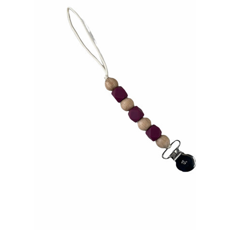 Petite Maya Pacifier & Toy Clip, Red Wine