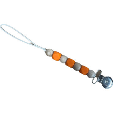 Petite Maya Pacifier & Toy Clip, Orange Peel