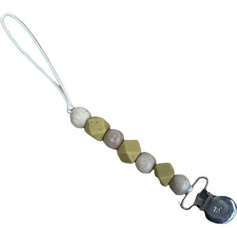 Petite Maya Pacifier & Toy Clip, Oak Bull Speckled