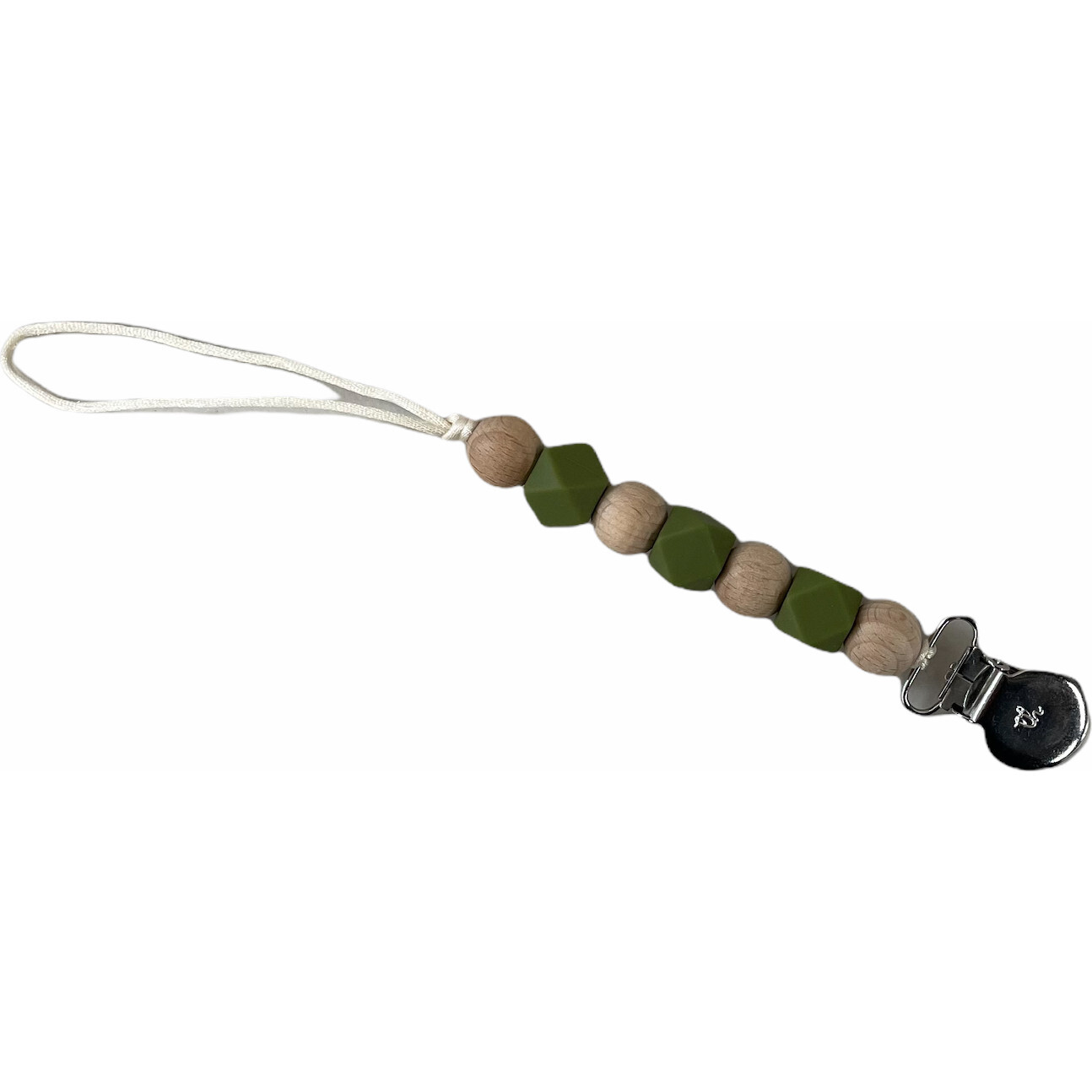 Petite Maya Pacifier & Toy Clip, Army Green - Pacifiers - 1