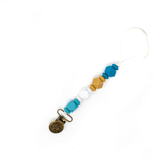 Petite Jewel Pacifier & Toy Clip, Teal