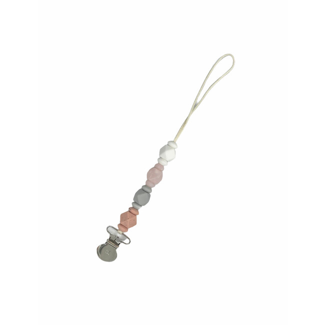 Petite Jewel Pacifier & Toy Clip, Pink Pearl