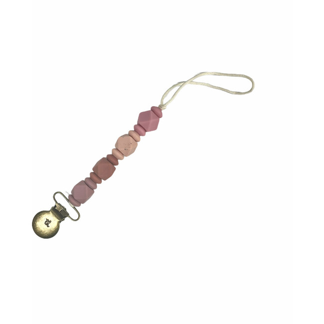 Petite Jewel Pacifier & Toy Clip, Misty Rose