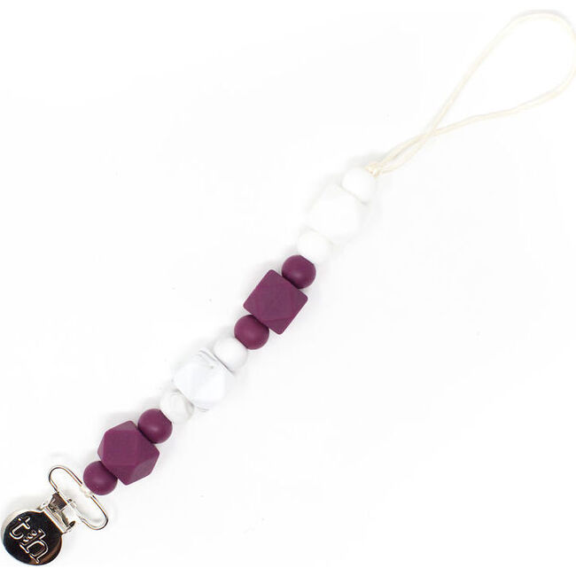 Grande Jewel Pacifier & Toy Clip, Red Wine - Pacifiers - 1