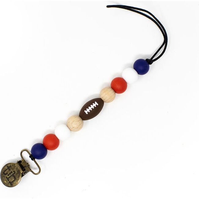 Grande Football Pacifier & Toy Clip, Scarlet Red