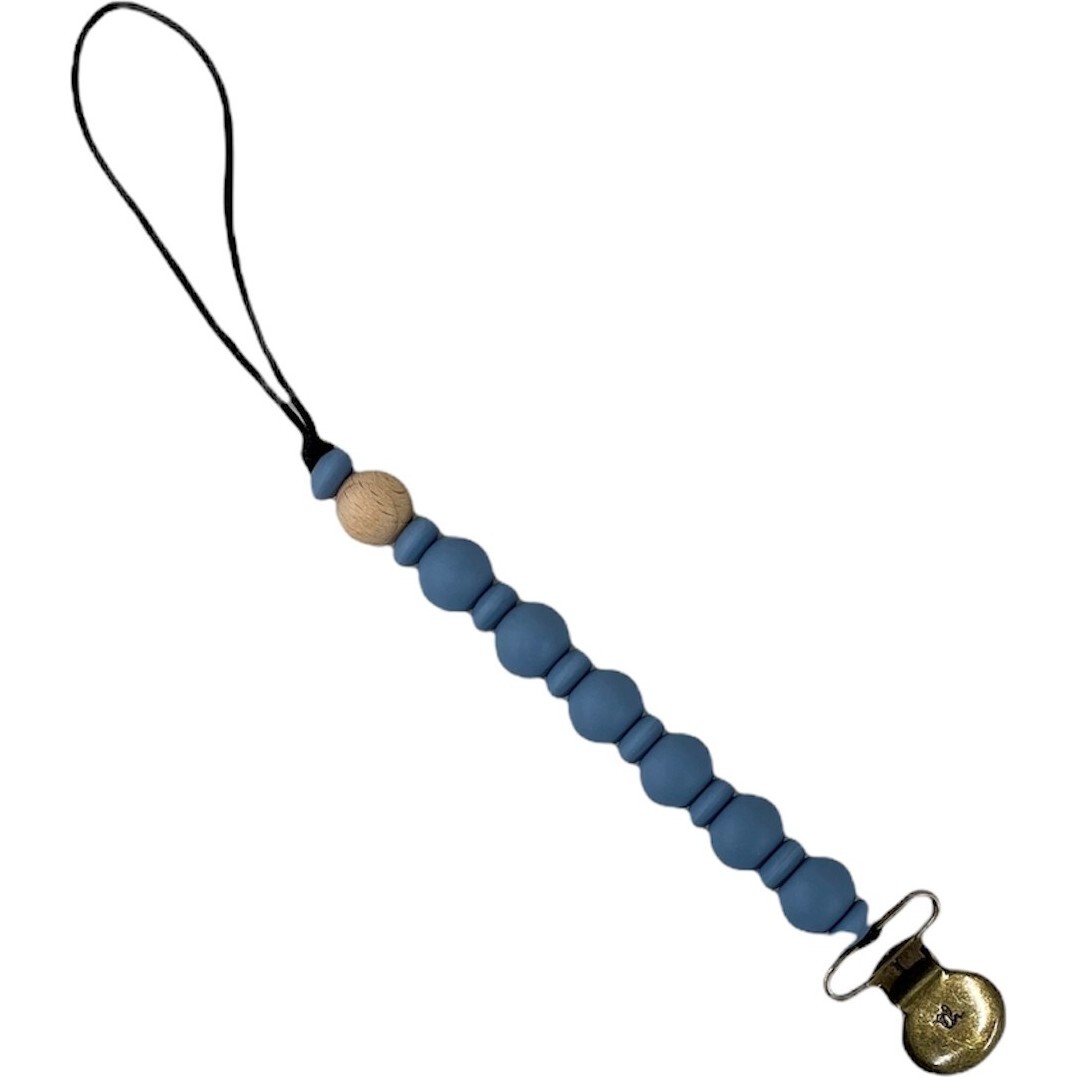 Grande Eden Pacifier & Toy Clip, Slate - Pacifiers - 1