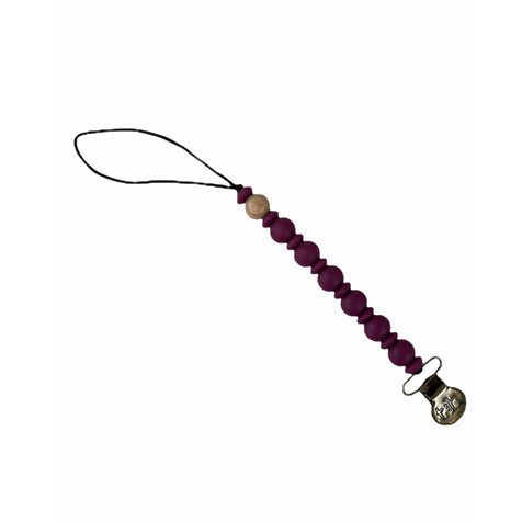 Grande Eden Pacifier & Toy Clip, Red Wine - Pacifiers - 1