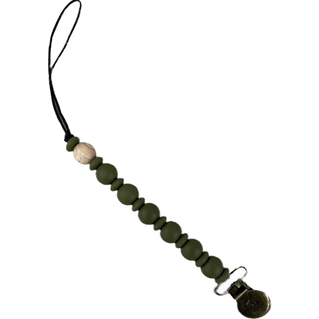 Grande Eden Pacifier & Toy Clip, Olive Martini