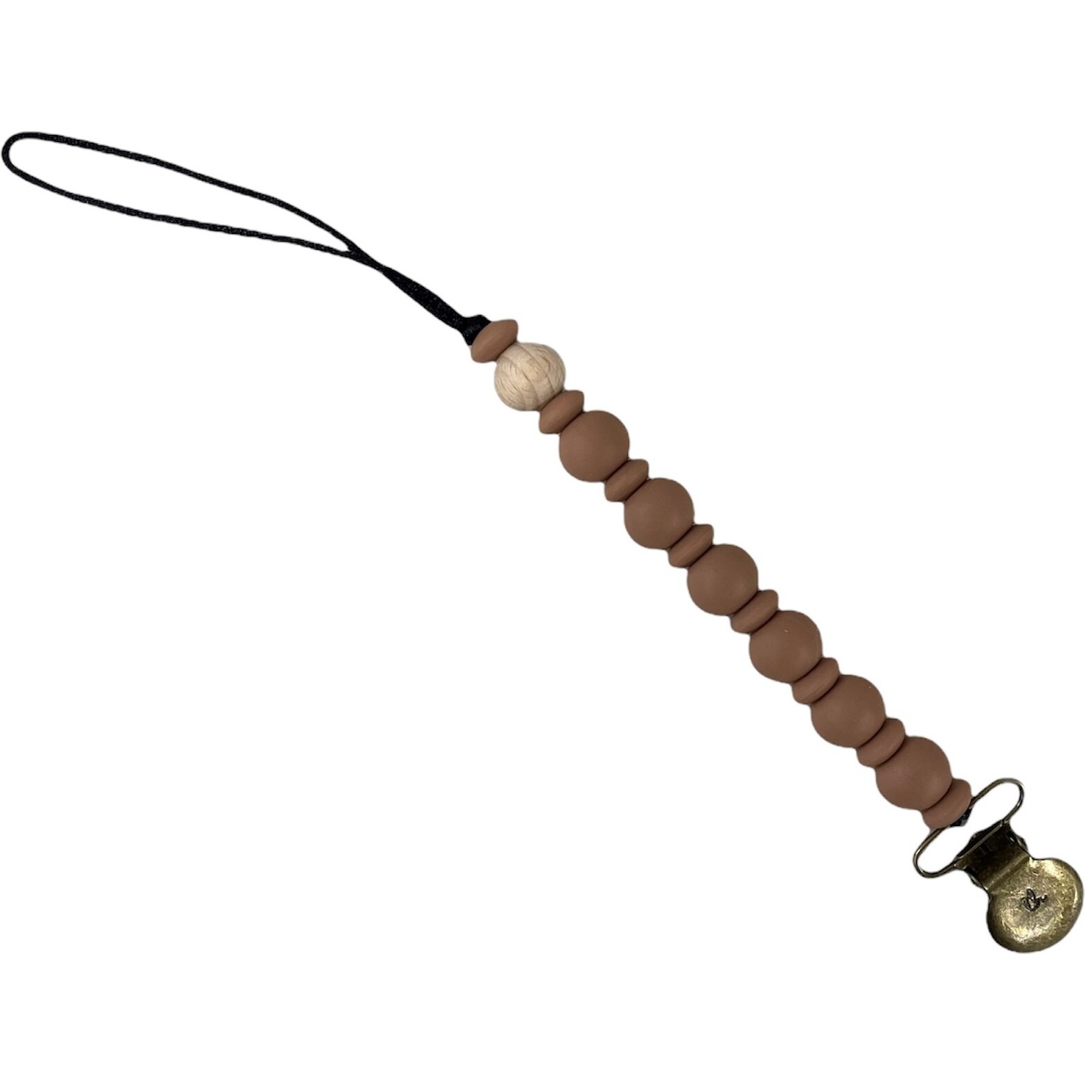 Grande Eden Pacifier & Toy Clip, Java - Pacifiers - 1