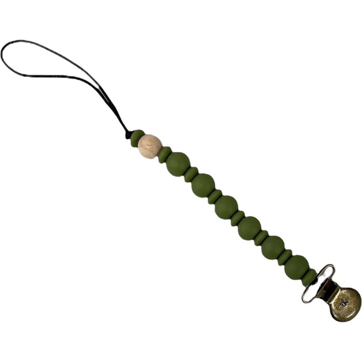 Grande Eden Pacifier & Toy Clip, Army Green - Pacifiers - 1
