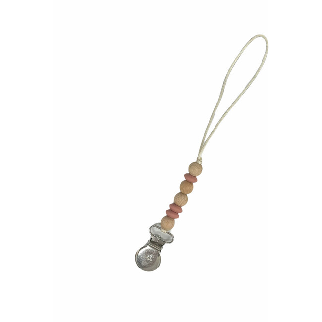 Picolo Rachele Pacifier & Toy Clip, Misty Rose