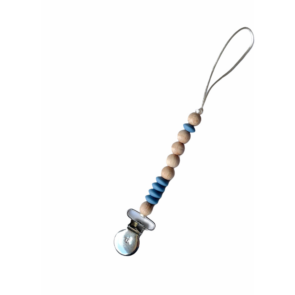 Petite Rachel Pacifier & Toy Clip, Slate - Pacifiers - 1