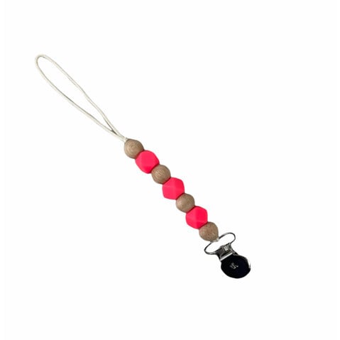 Petite Maya Pacifier & Toy Clip, Shocking Pink