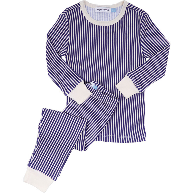 Long John Pajama Set, Navy Stripe