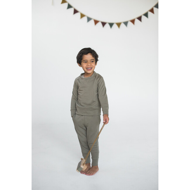 Merino Wool Fleece Sweatpants, Stone - Sweatpants - 4