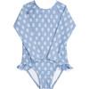 Slate Block Rashguard One Piece, Blue - One Pieces - 1 - thumbnail