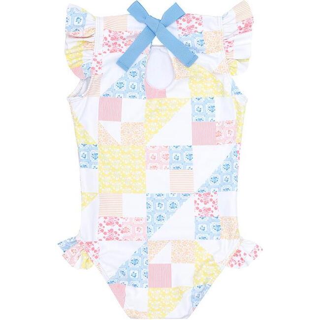 *Exclusive* Girl's Ruffle Sleeve Rashguard One Piece, Patchwork - One Pieces - 3