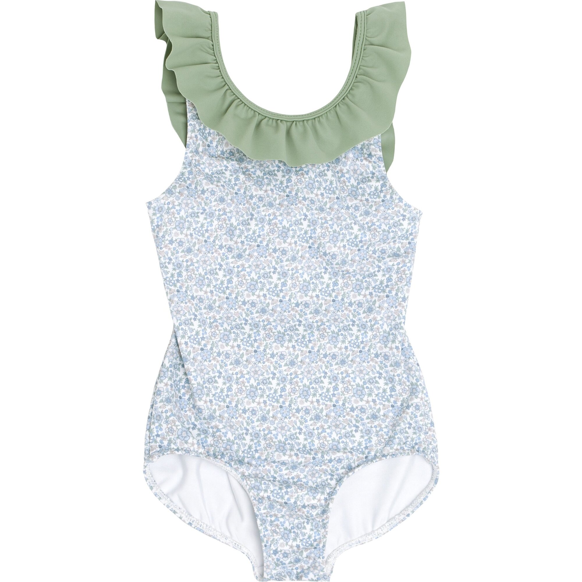 Slate Floral Ruffle Collar One Piece - Minnow Swim | Maisonette