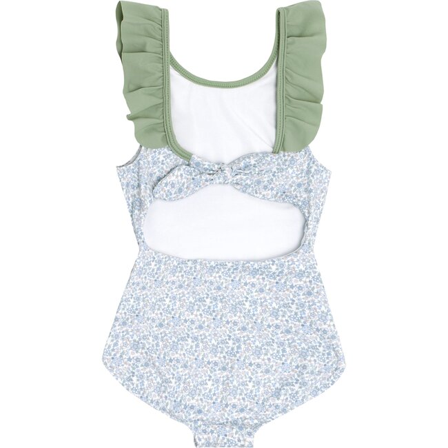 Slate Floral Ruffle Collar One Piece - One Pieces - 3