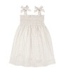 Girls Tan Gingham Smocked Dress - Dresses - 1 - thumbnail
