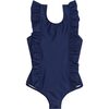 Ruffle One Piece, Navy - One Pieces - 1 - thumbnail