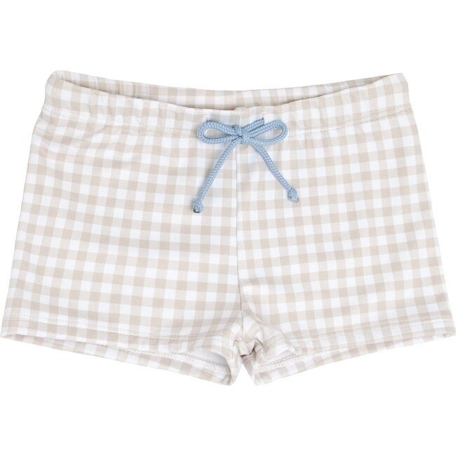 Tan Gingham Brief - Swim Trunks - 1