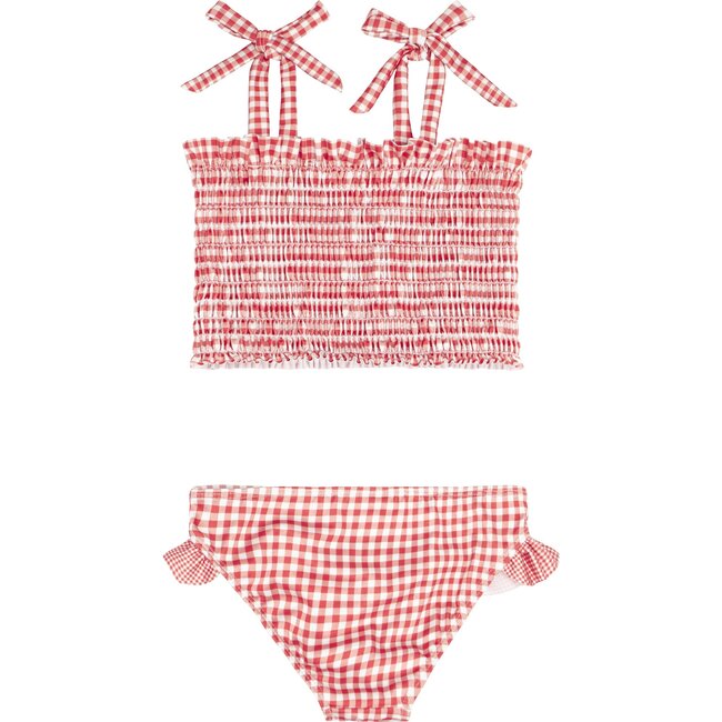 Red Gingham Smocked Bikini - Two Pieces - 3