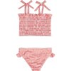 Red Gingham Smocked Bikini - Two Pieces - 3