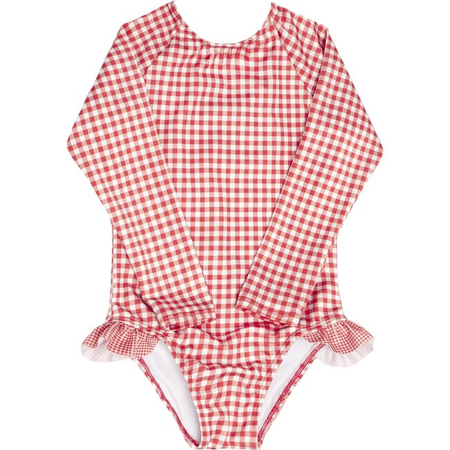 Red Gingham Rashguard One Piece - One Pieces - 1
