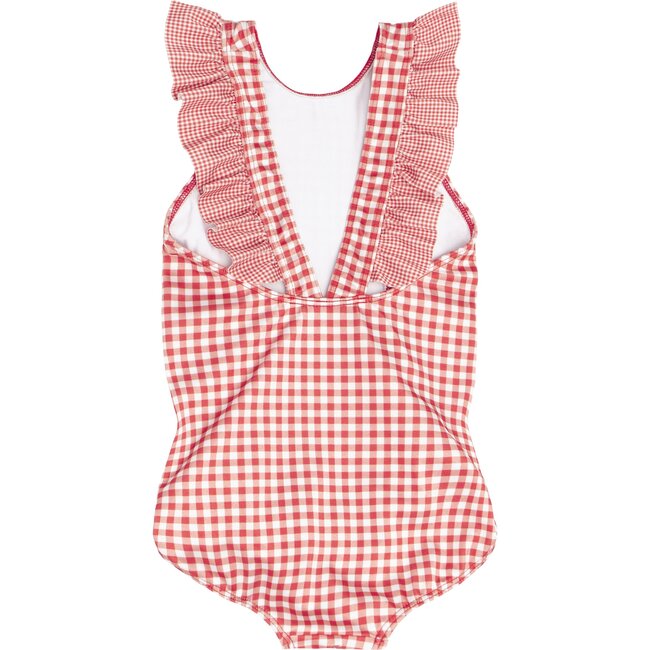 Red Gingham Ruffle One Piece - Minnow Swim | Maisonette