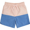 Color Block Boardie, Shell Pink And Slate Blue - Swim Trunks - 1 - thumbnail