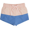 Color Block Boardie, Shell Pink And Slate Blue - Swim Trunks - 5