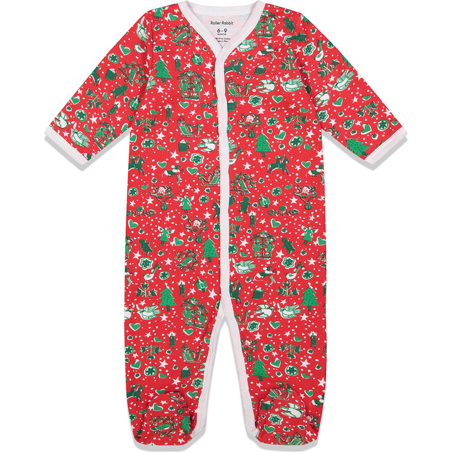 Red Baby Footie Pajamas, Jingle Bell Rock - Pajamas - 1