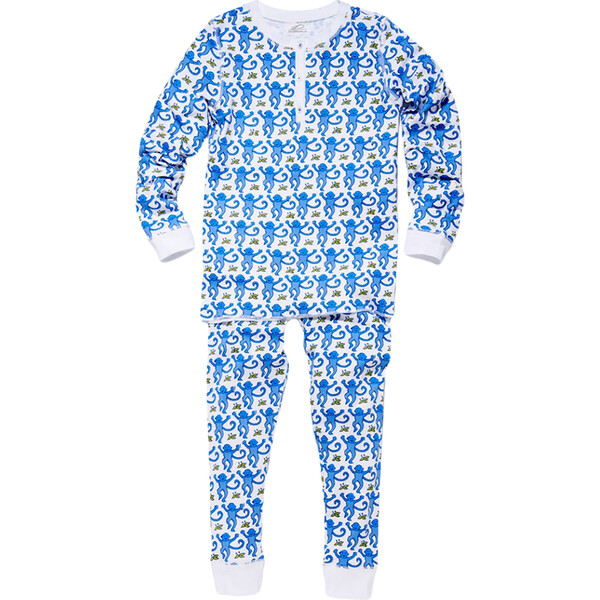 Kids Monkey Pajamas, Blue - Roller Rabbit Sleepwear | Maisonette