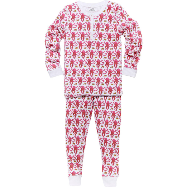Kids Monkey Pajamas, Pink - Roller Rabbit Sleepwear | Maisonette