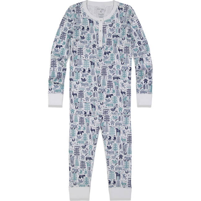 Nordic Folk Pajama Set, Blue - Pajamas - 1