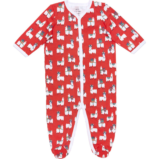 *Exclusive* Infant Fa-La-La Llamas Footie Pajamas, Red - Pajamas - 1