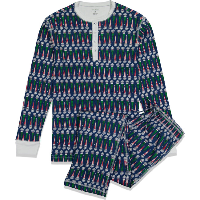 *Exclusive* Men's Jolly St. Nick Pajama Set, Blue - Pajamas - 1