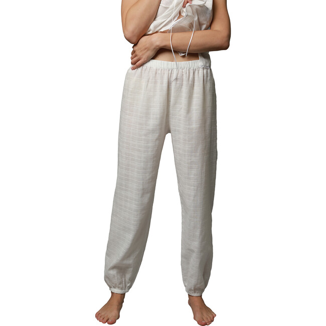 Women's Faviana Parachute Pants, White Cotton Batiste - Pajamas - 1