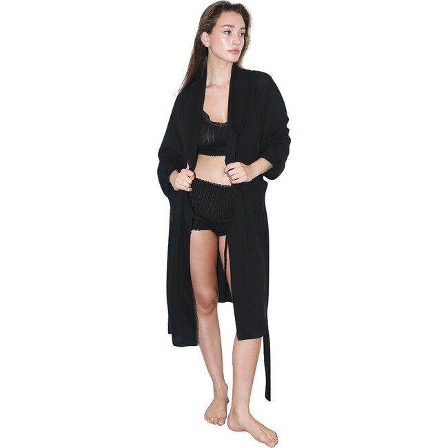 Women's Francesca Robe, Black Line Pointelle - Robes - 1