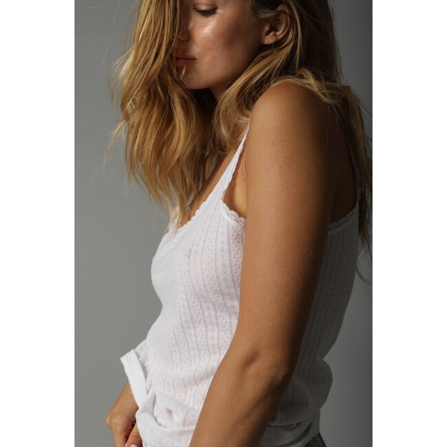 Women's Amelie Tank, White Pointelle - Pajamas - 3