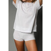 Women's Esme Boxy Tee, White Line Pointelle - Pajamas - 2 - thumbnail