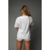 Women's Esme Boxy Tee, White Line Pointelle - Pajamas - 4