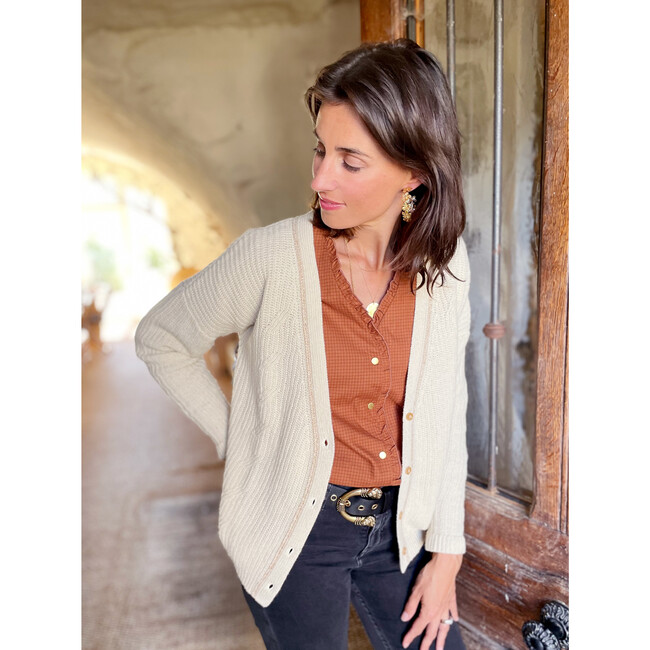 Women's Sasha Cardigan, Egg Shell - Cardigans - 3
