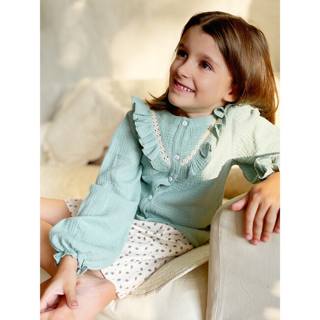 Persee Blouse, Lichen Green - Blouses - 5